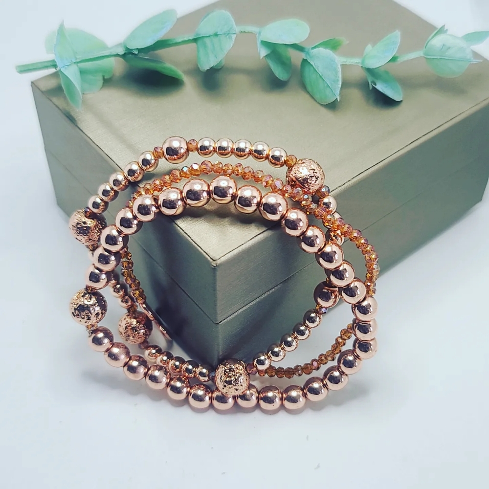 Hematite glass set of 3 bracelet